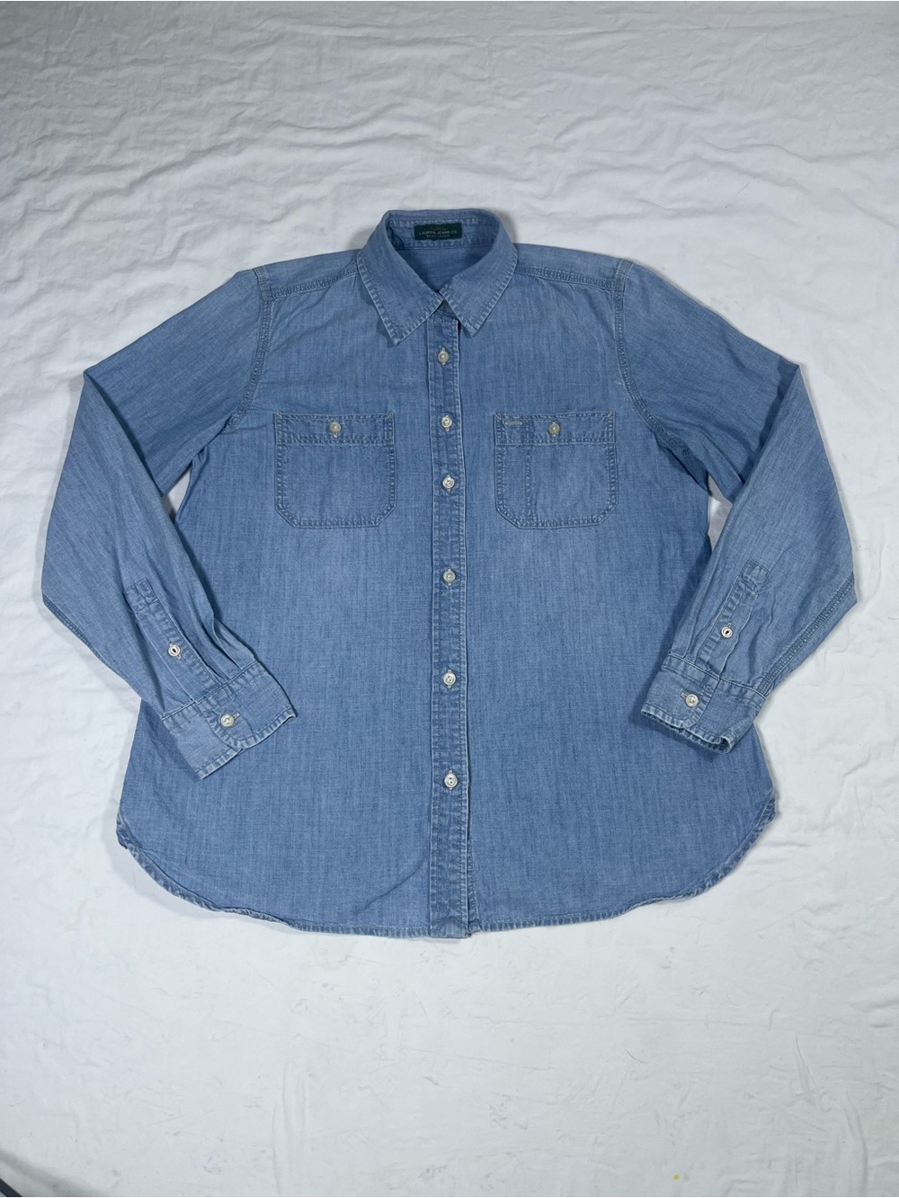 LRL Lauren Jeans Co Ralph Lauren Demim Long Sleeve Button Down Lightweight Women